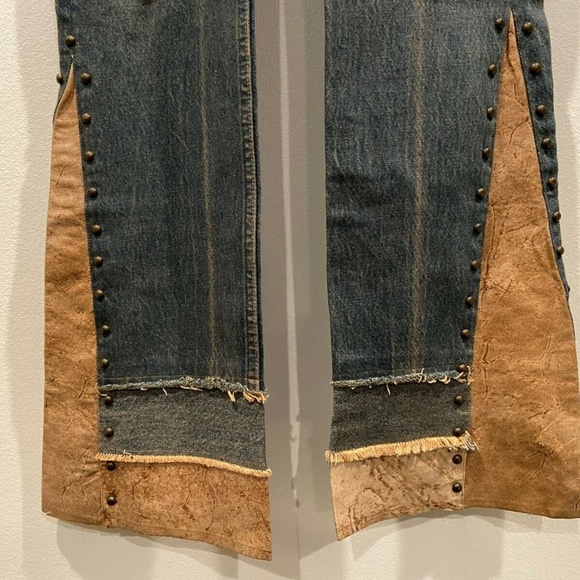 MISS VINTAGE LEVIS REDONE STUDDED BELL BOTTOM JEAN - Picture 2 of 8